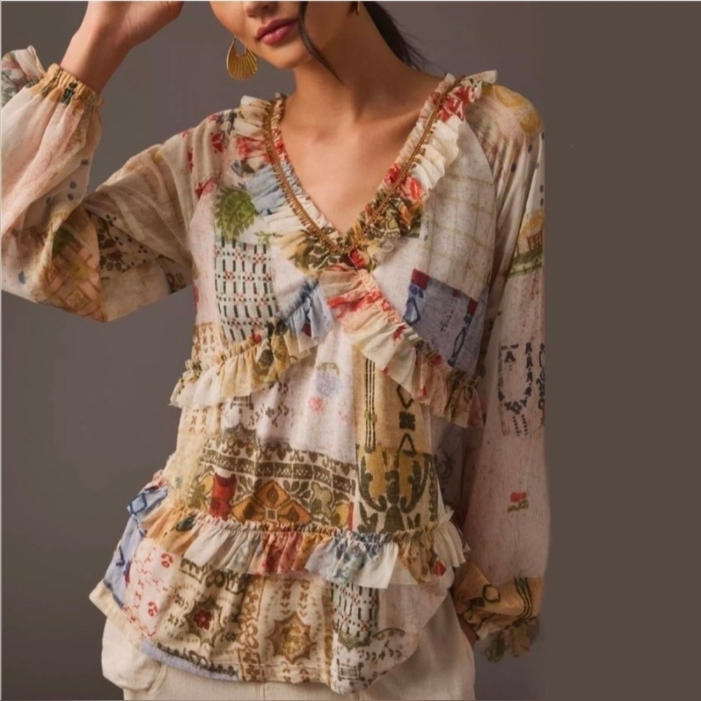 Babydoll Floral Tiny for Anthropologie Blouse, Size Medium